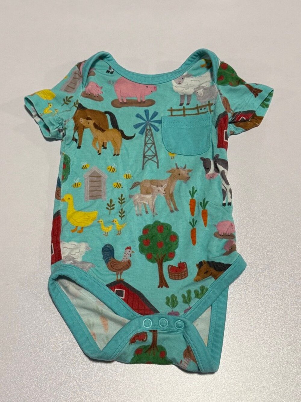 Little Sleepies Farm Animals Bamboo Bodysuit 0-3 Months